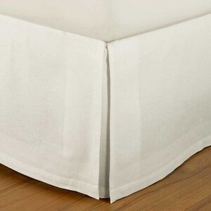 Linen Blend Queen Bed Skirt Ivory Cream Pleated Split Corners